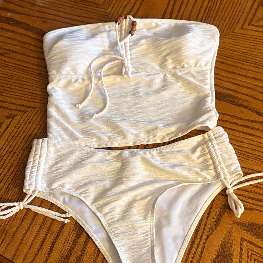 White Strapless Bikini Set